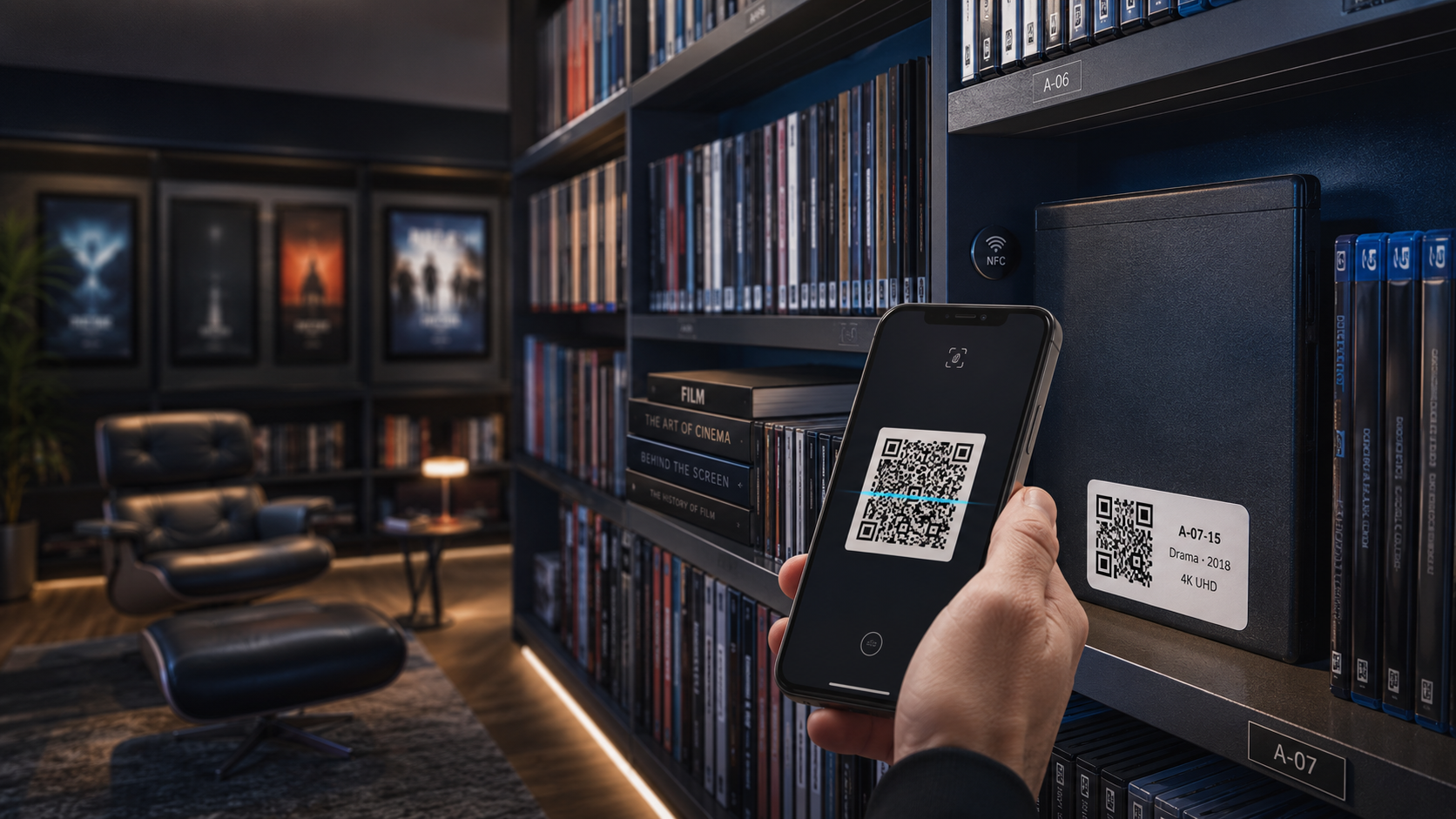 Arkivara viser organiserede medier med labels og QR-koder
